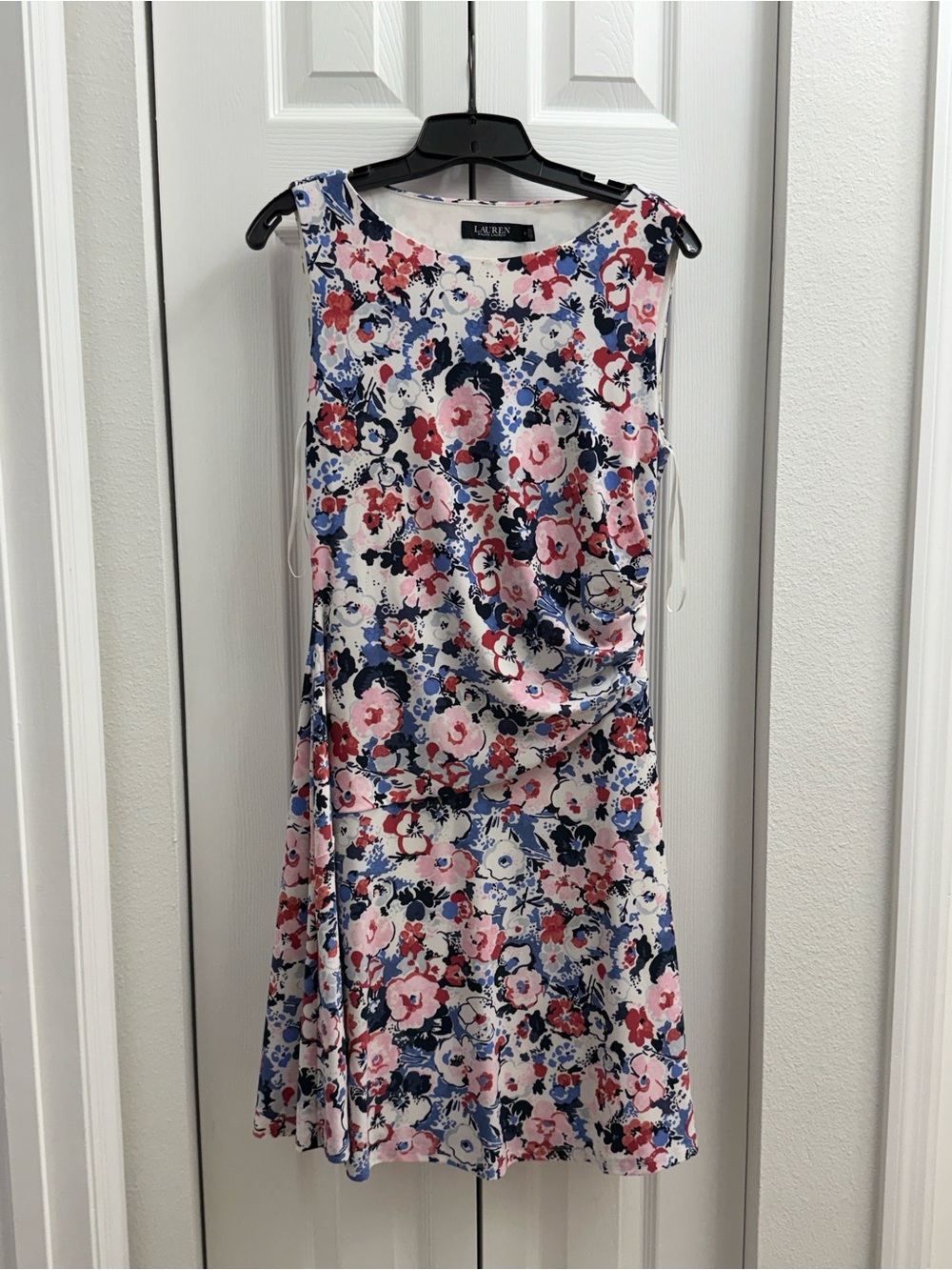Ralph Lauren Pink & Navy Floral Sleeveless Mini Dress